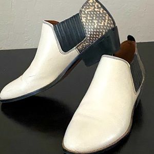 Leather multi neutral, multi snakeskin  boot shoe.